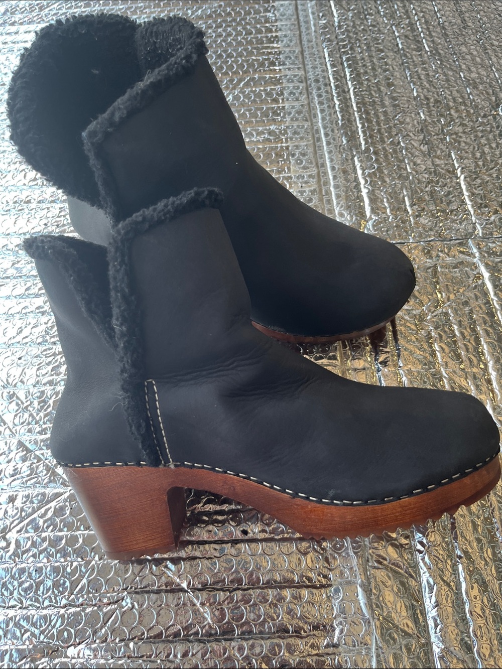 Miss Albright Women's Black Faux-Shearling Slip-On Ankle Boots